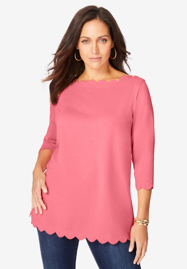 Swing Boatneck Babydoll Tunic With Cutout Twist Detail