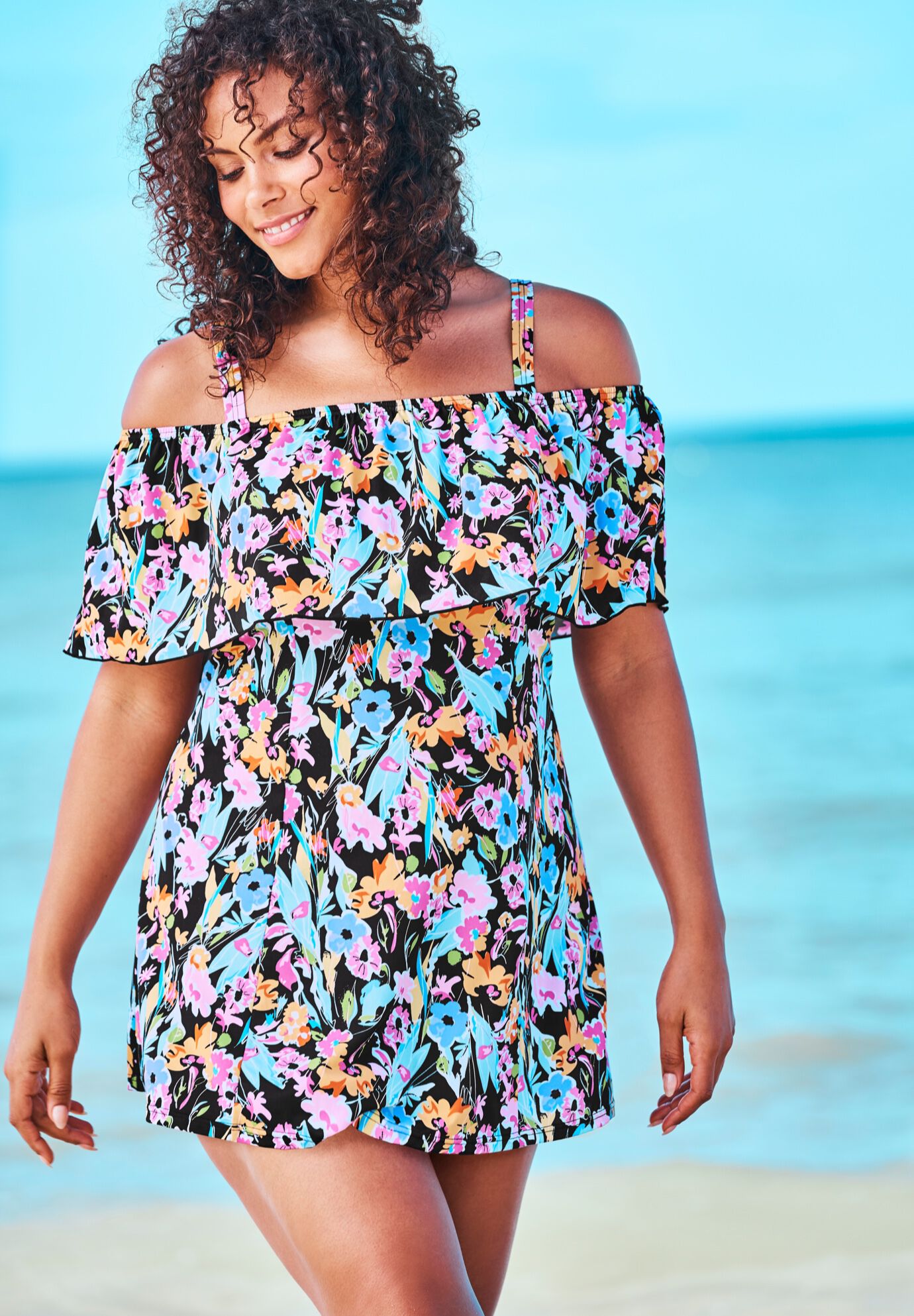 one shoulder swimdress