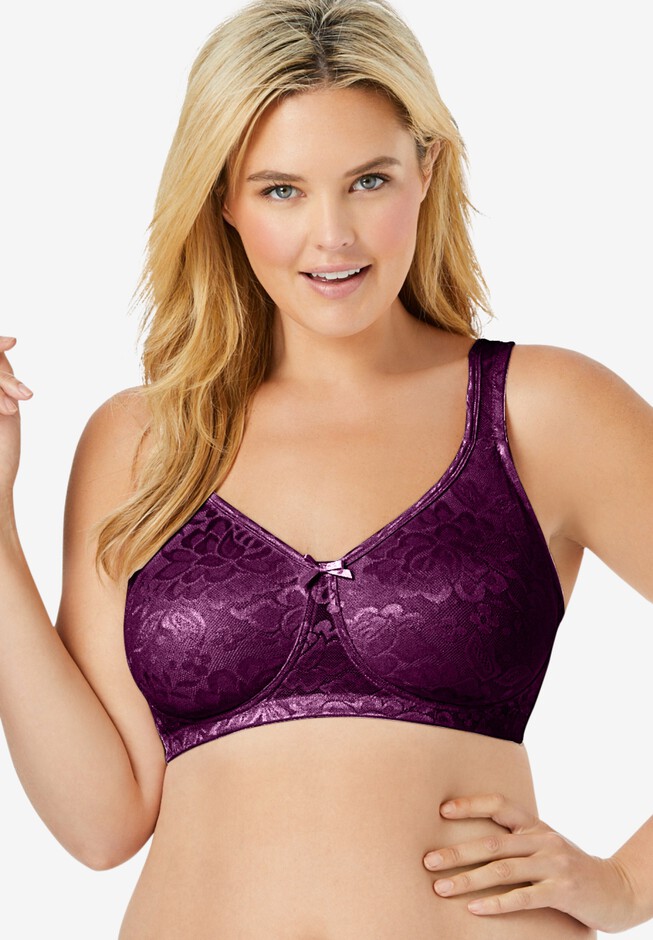 Womens Full-Coverage Wireless Bras Comfortable Lace Comfy Jacquard