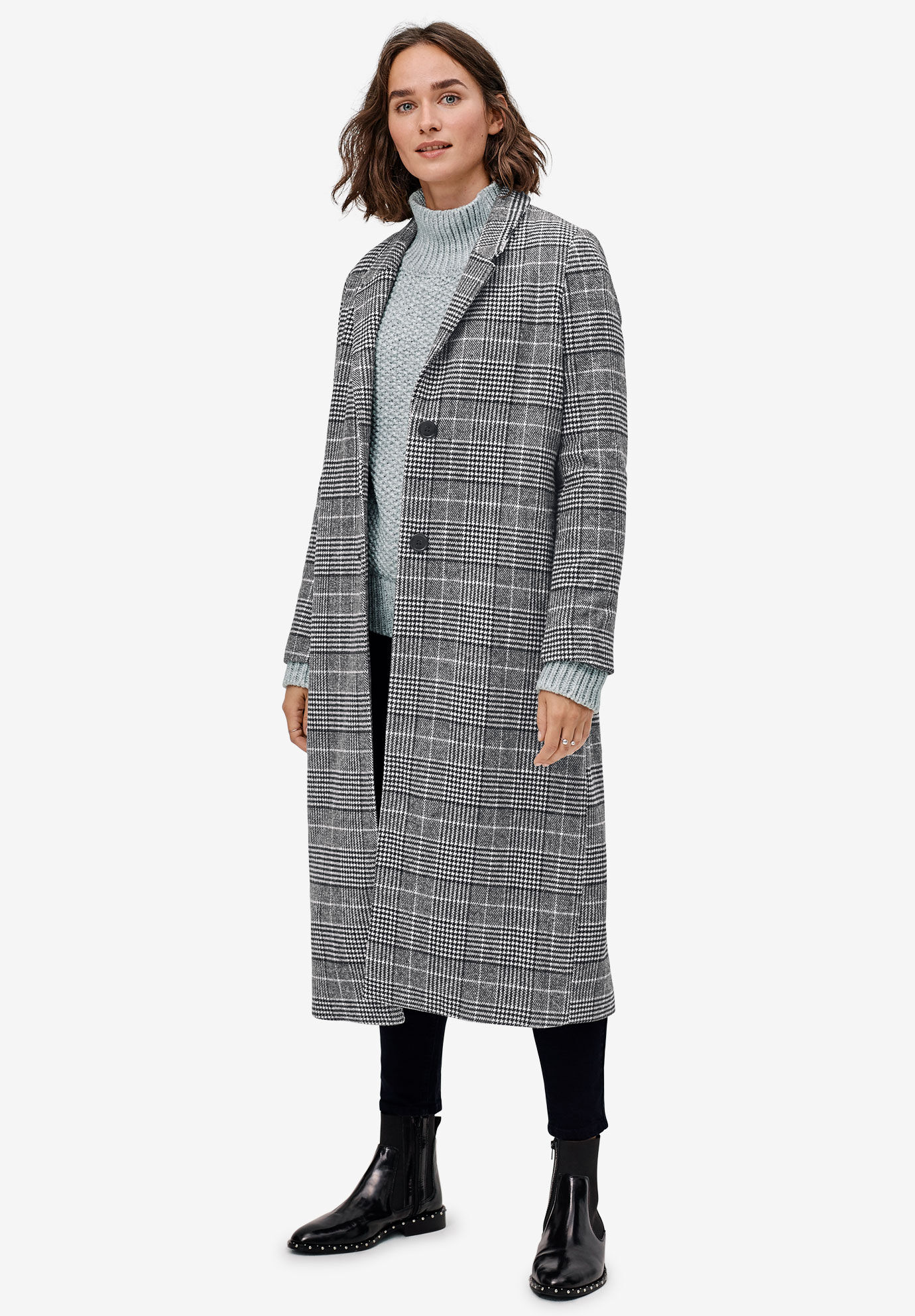 plus size plaid wool coat