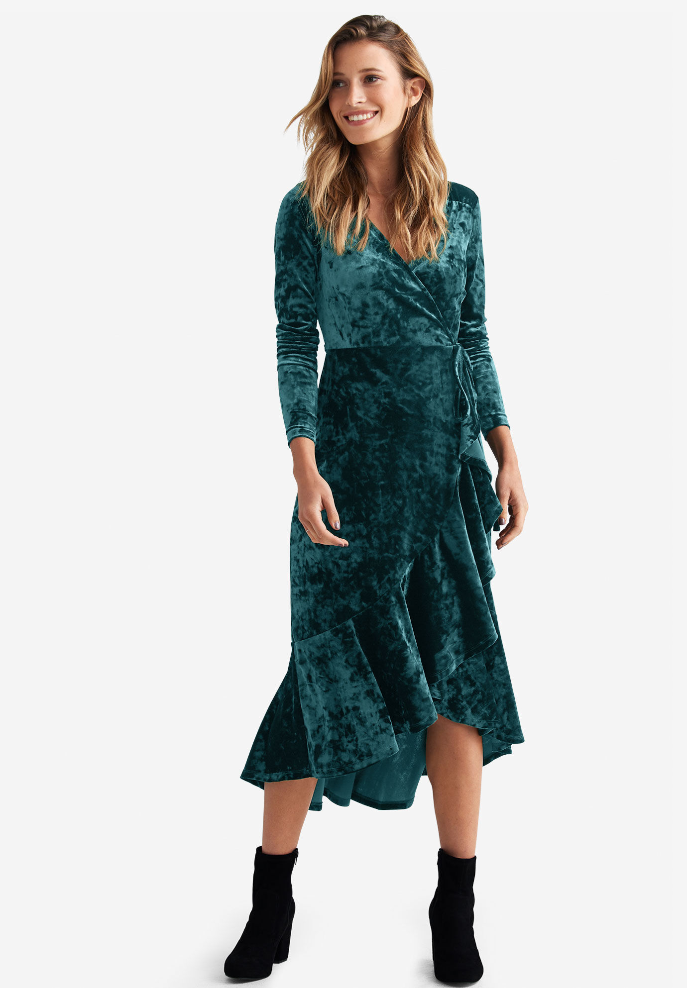 casual wrap midi dress