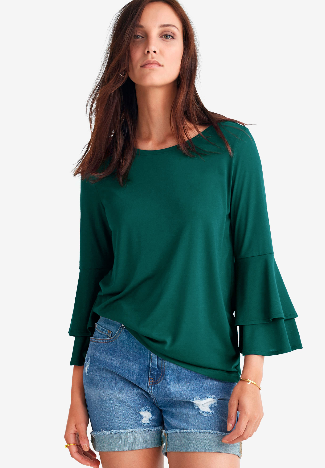 emerald green plus size tops