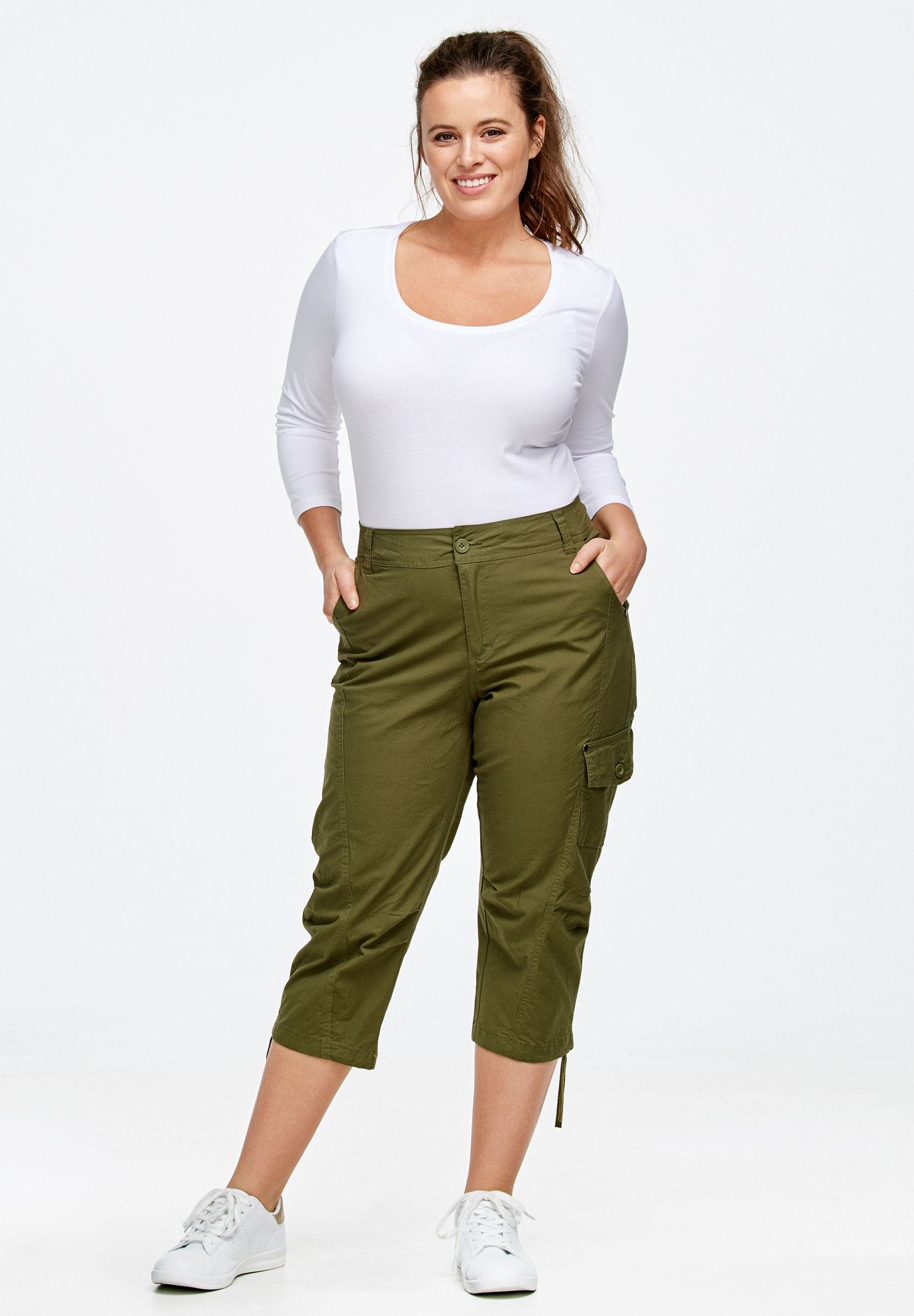 Cargo Capris by ellos® | Plus Size Pants | Ellos 